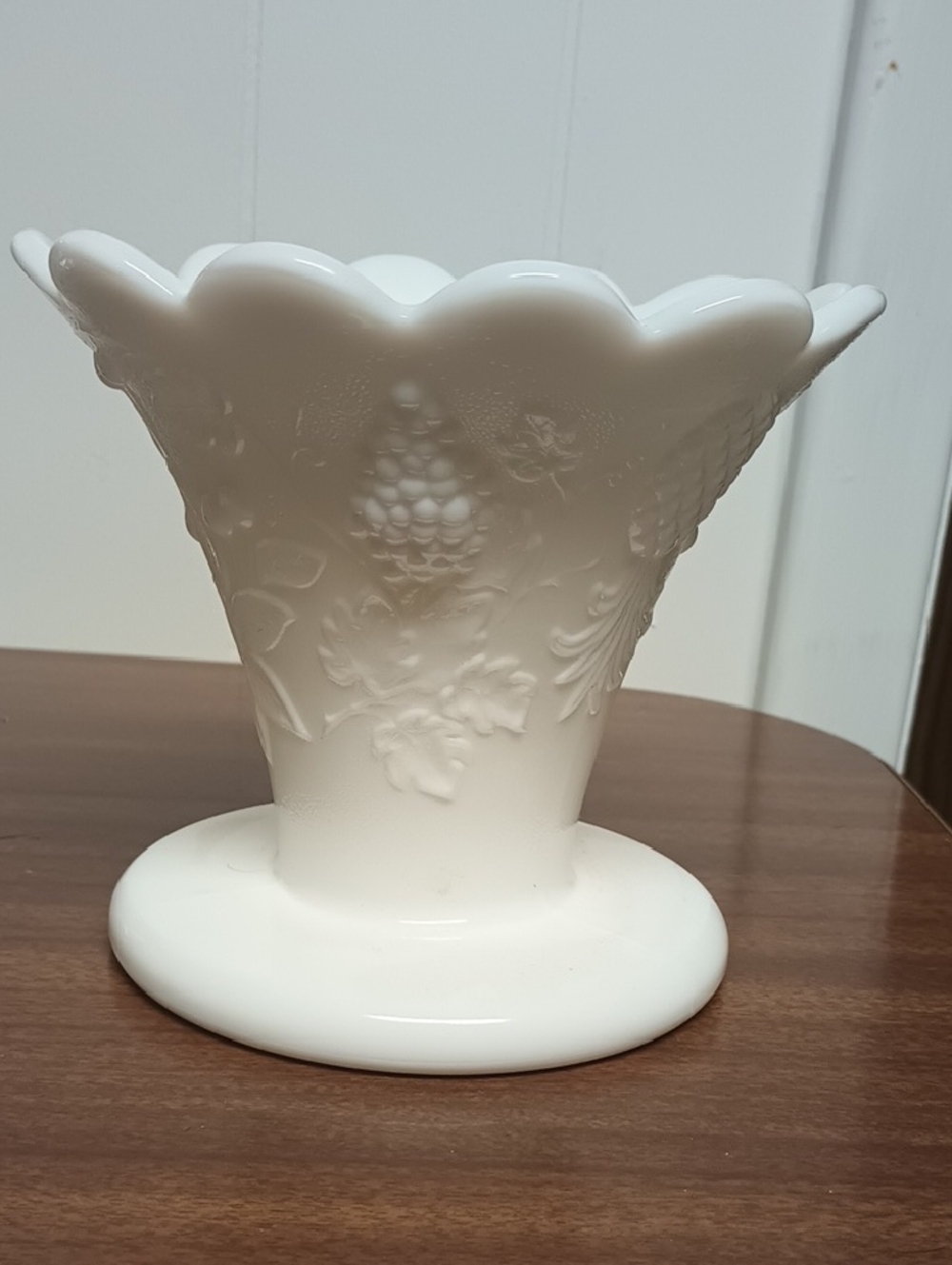 White Scalloped Milk Glass Vase - Home Accents